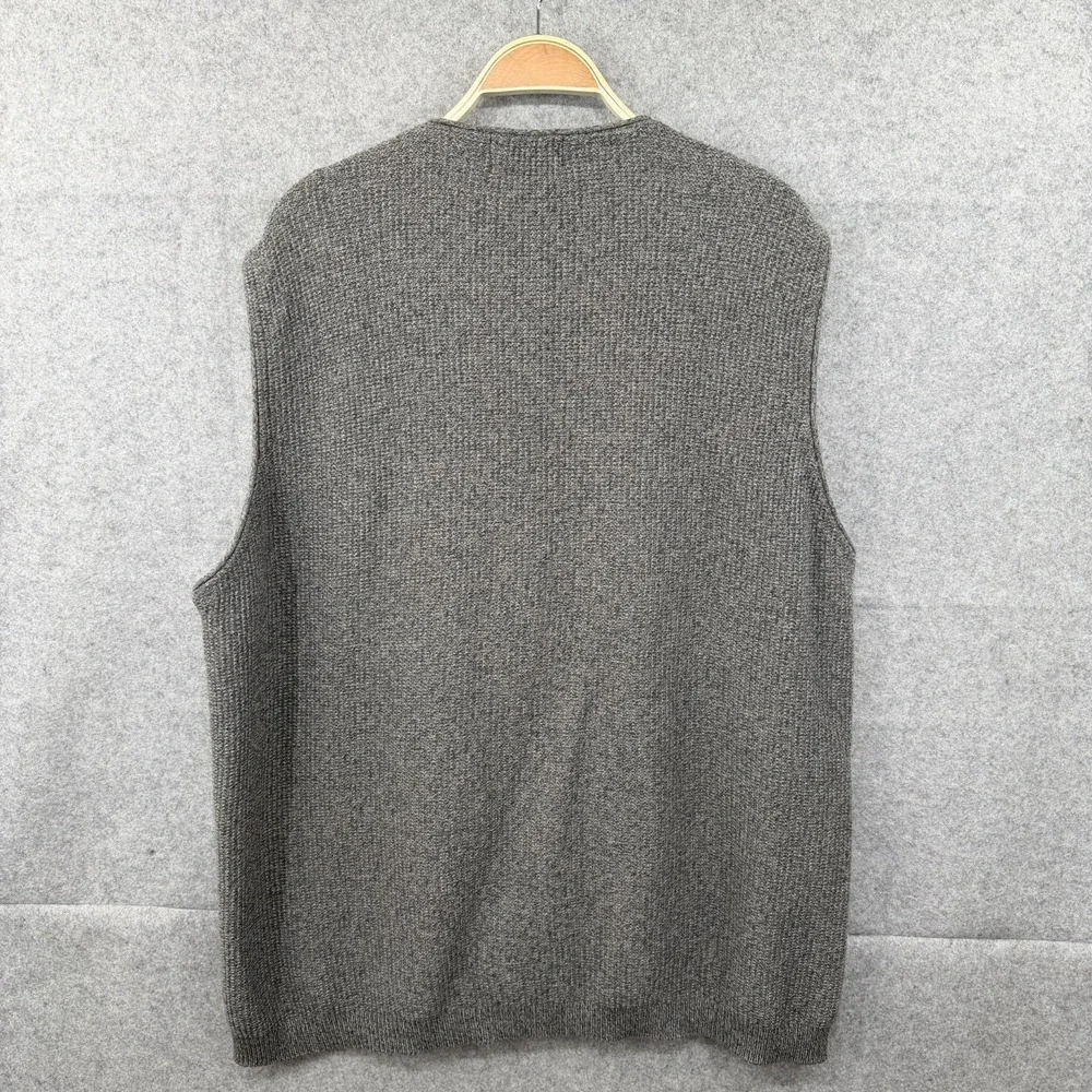 Vintage 90s Eddie Bauer Men's XLT Gray Chunky Ribbed Knit Cardigan Sweater Vest